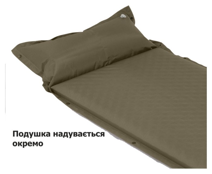 Килимок самонадувний одномісний з подушкою Naturehike CNK2300DZ014, 60мм, темно-зелений