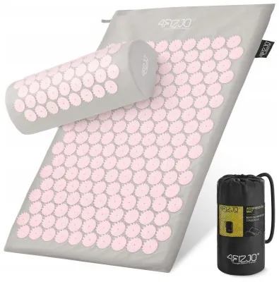 Коврик акупунктурный с валиком 4FIZJO Classic Mat Аппликатор Кузнецова Grey/Pink (P-5907739313287)