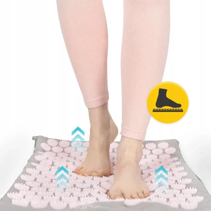 Коврик акупунктурный с валиком 4FIZJO Classic Mat Аппликатор Кузнецова Grey/Pink (P-5907739313287)
