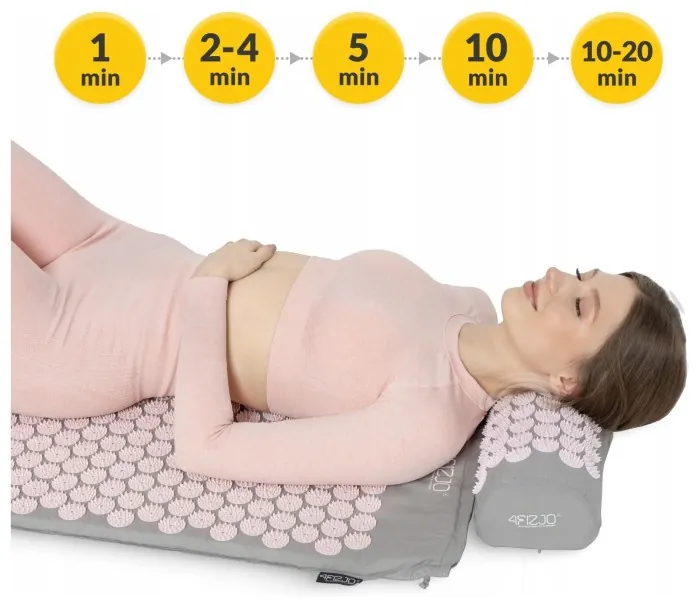 Коврик акупунктурный с валиком 4FIZJO Classic Mat Аппликатор Кузнецова Grey/Pink (P-5907739313287)