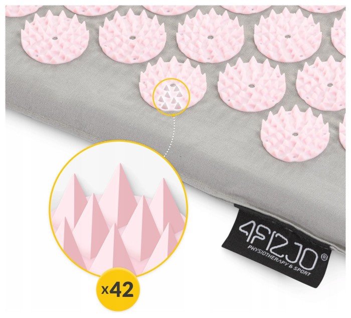 Коврик акупунктурный с валиком 4FIZJO Classic Mat Аппликатор Кузнецова Grey/Pink (P-5907739313287)
