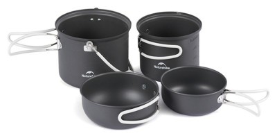 Набор посуды (2 кастрюли, 2 крышки) Naturehike NH18T018-G, алюминий