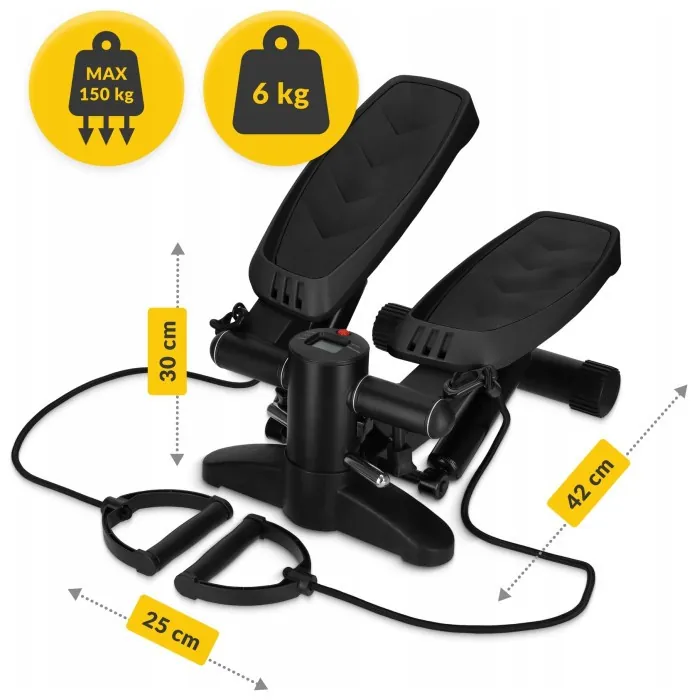 Степпер (міні-степпер) 4FIZJO Evo з еспандерами Black (P-5905973403863)