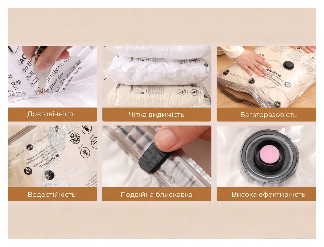 Вакуумні пакети Flextail, розмір S (40х60 см), 4 шт, укр, укр