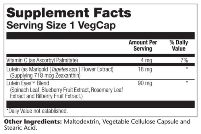 Lutein Eyes 18 - 30 vcaps