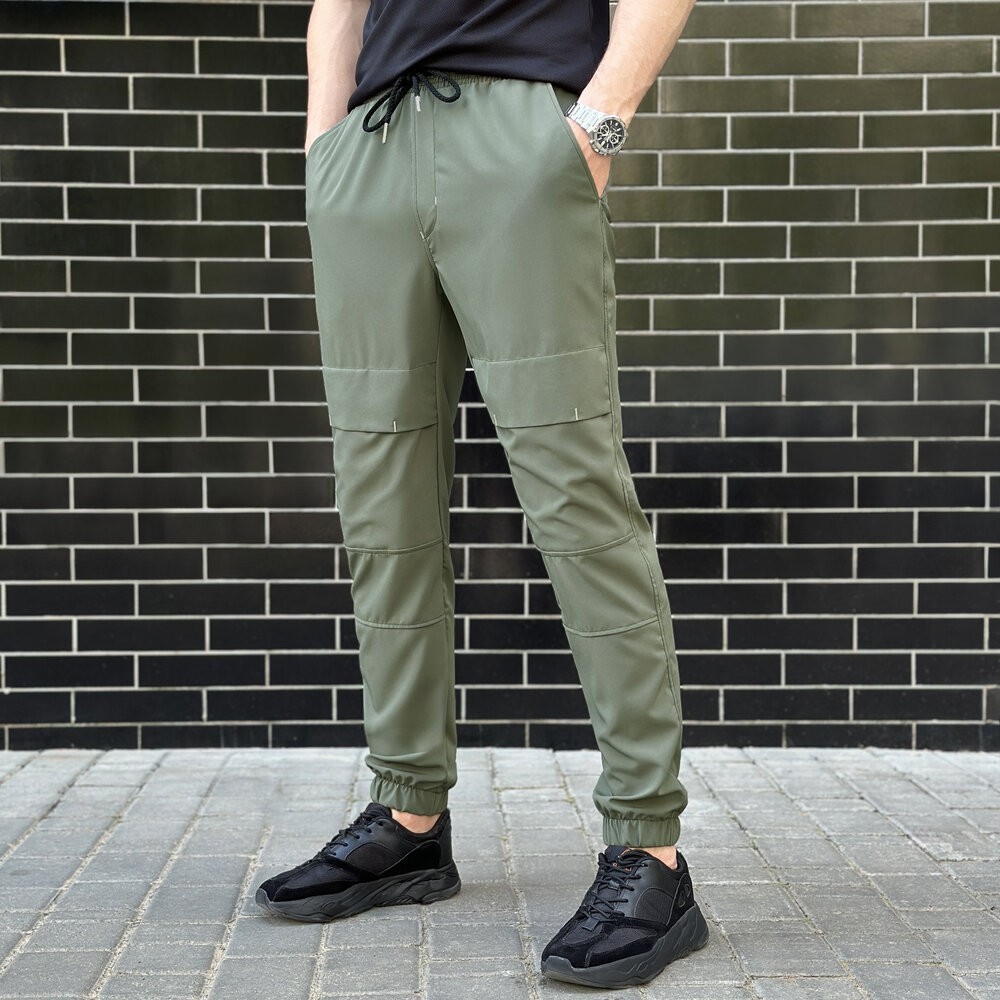 Мужские брюки джогеры с карманами светлый хаки Pobedov Vershyna