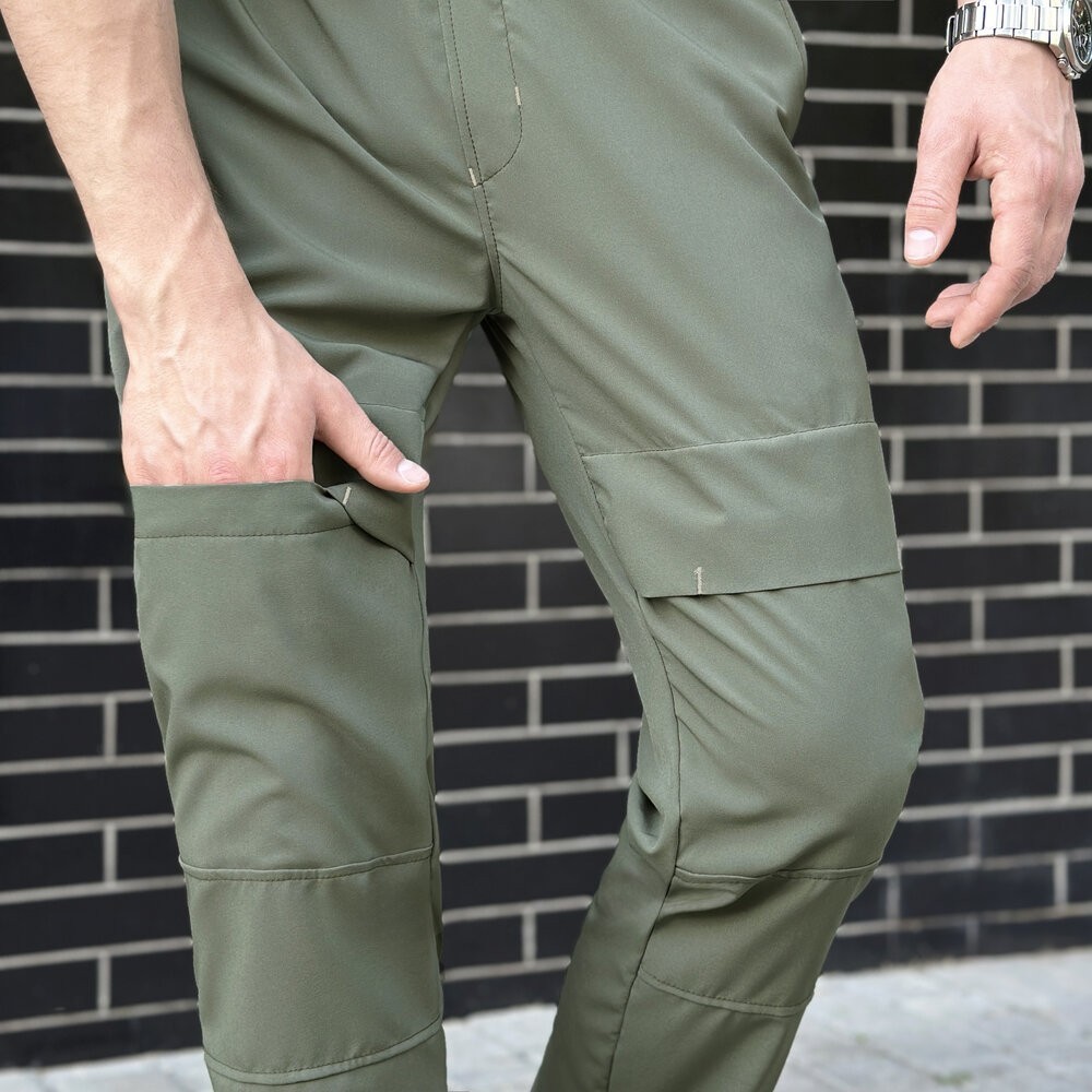 Мужские брюки джогеры с карманами светлый хаки Pobedov Vershyna