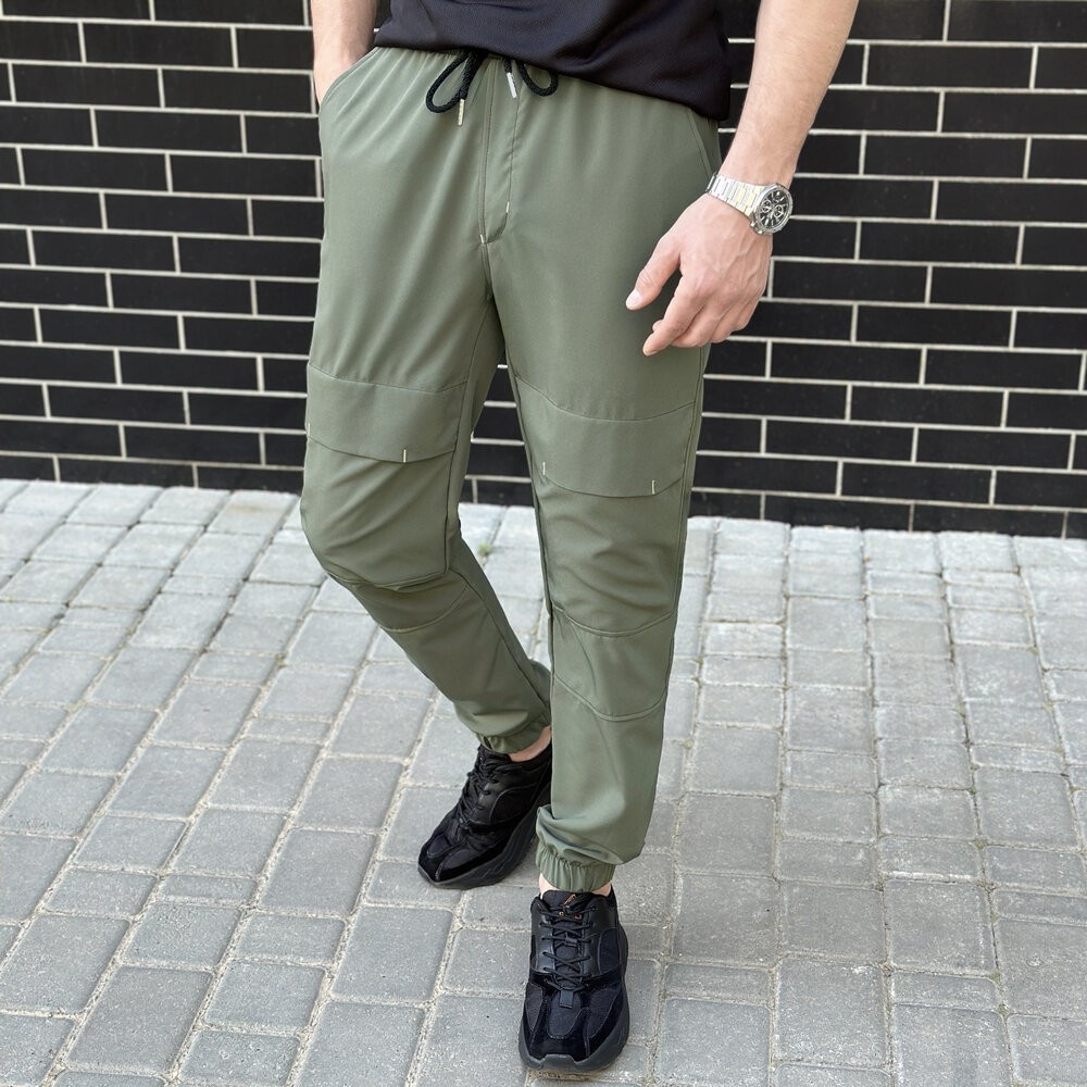Мужские брюки джогеры с карманами светлый хаки Pobedov Vershyna