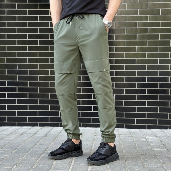 Чоловічі штани джогери з кишенями світлий хакі Pobedov Vershyna, укр, укр