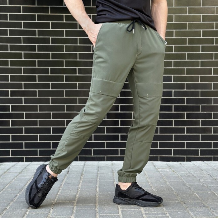 Чоловічі штани джогери з кишенями світлий хакі Pobedov Vershyna, укр, укр