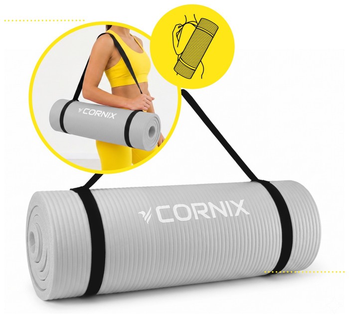 Килимок спортивний Cornix NBR 183 x 61 x 1.5 cм для йоги та фітнесу XR-0496 Grey
