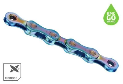 Цепь 118 л. 1/2"x11/128 KMC X11 NPNP Waxed Chain, Aurora Blue