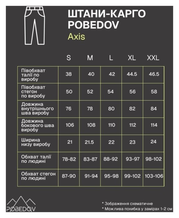 Штани-карго Pobedov Axis Хакі S PNcr3 164Skh, укр, укр