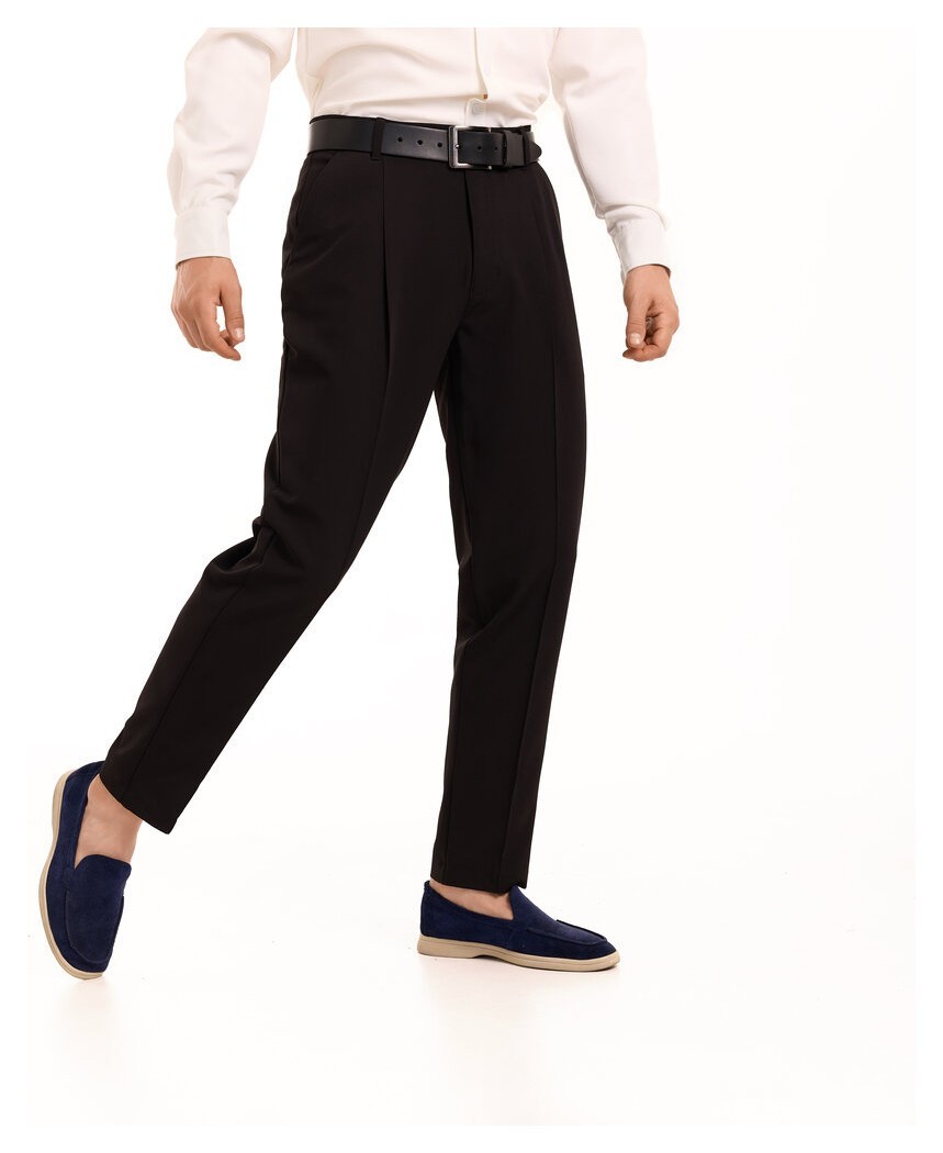 Черные мужские брюки смарт-кежуал со стрелками Pobedov Legend. Повседневная мужская одежда