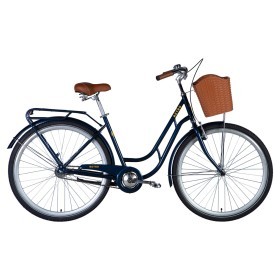 Велосипед ST 28&quot; Dorozhnik RETRO Velosteel рама-&quot; з багажником задн St з кошиком Pl з крилом St 2024 (синій)
