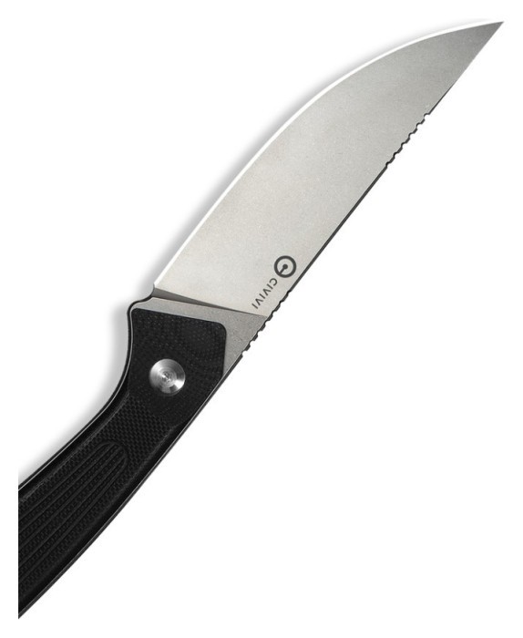 Ніж фіксований туристичний Civivi Carveth (9,1 см) AEB-L / G10 чорний з чохлом