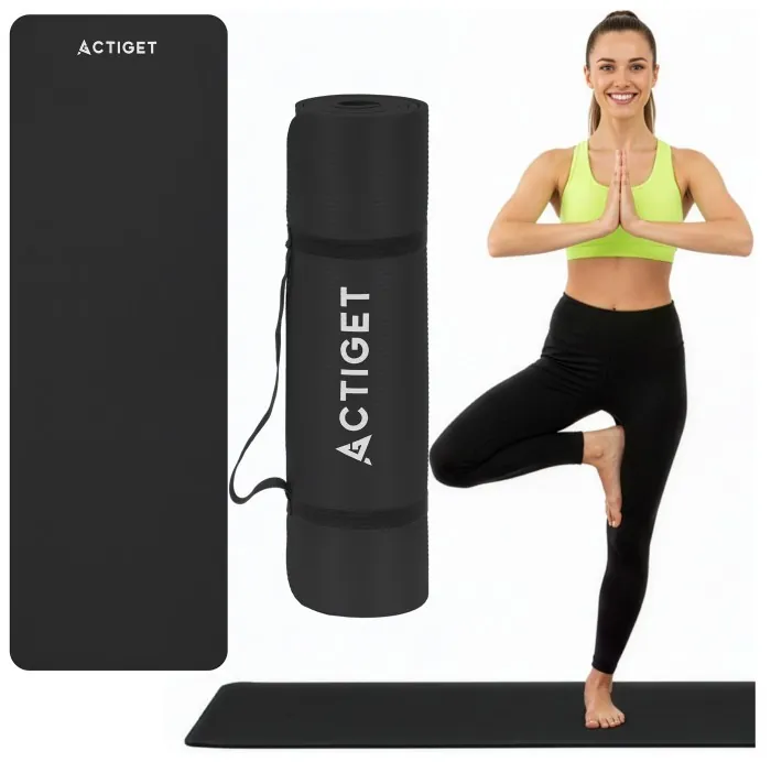 Коврик спортивный Actiget NBR 183 x 61 x 1 cм для йоги и фитнеса ACT0020 Black