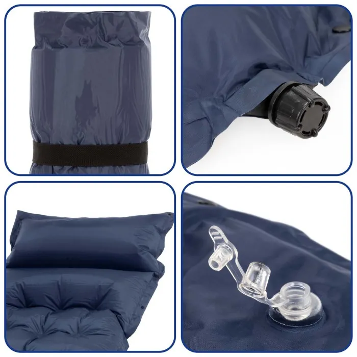 Килимок самонадувний Springos 193 x 66 x 3.5 см з подушкою PM054 Navy Blue