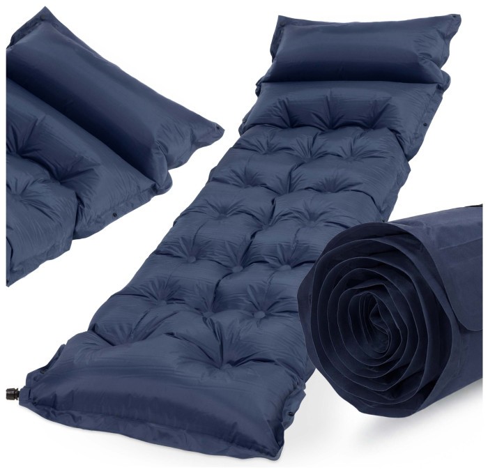 Килимок самонадувний Springos 193 x 66 x 3.5 см з подушкою PM054 Navy Blue