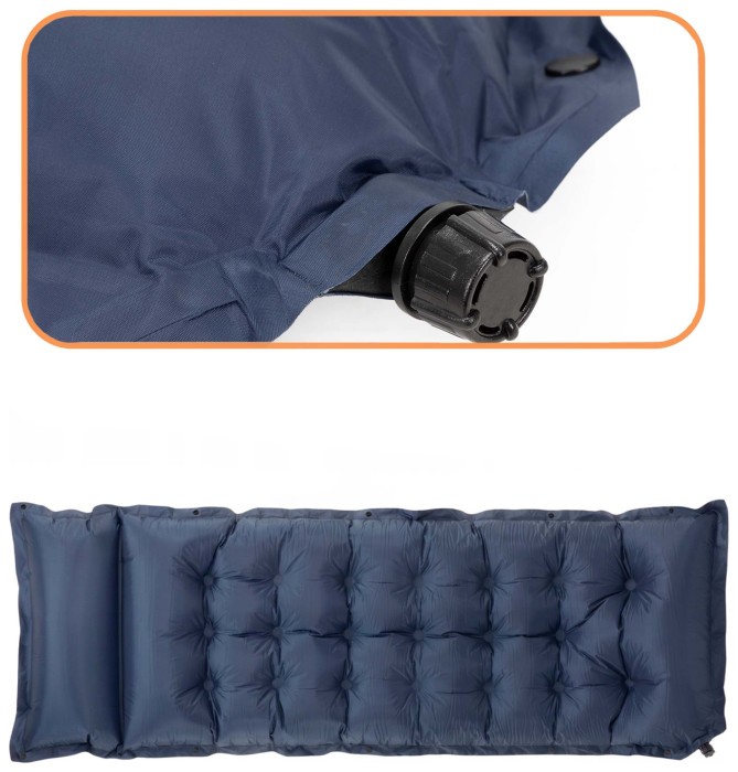 Килимок самонадувний Springos 193 x 66 x 3.5 см з подушкою PM054 Navy Blue