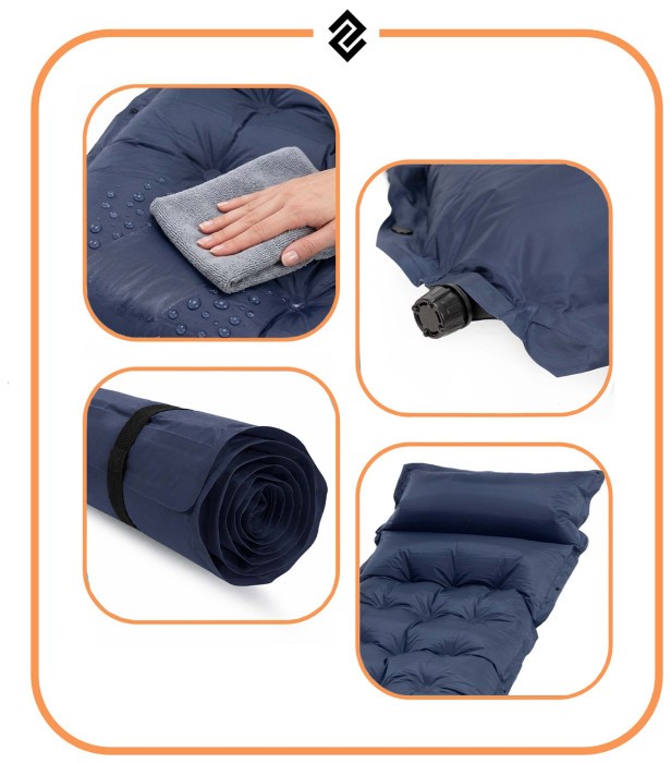 Килимок самонадувний Springos 193 x 66 x 3.5 см з подушкою PM054 Navy Blue