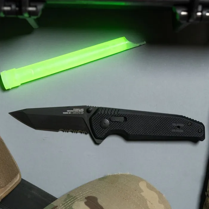 Розкладний ніж SOG Vision XR, Black / Partially Serrated