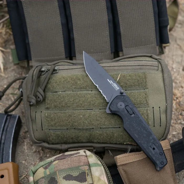 Розкладний ніж SOG Vision XR, Black / Partially Serrated
