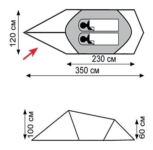 Палатка Tramp Bike 2 (V2) серая/красная (TRT-020)
