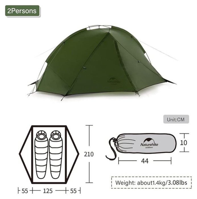 Намет двомісний Naturehike Tagar NH17T180-J, темний зелений