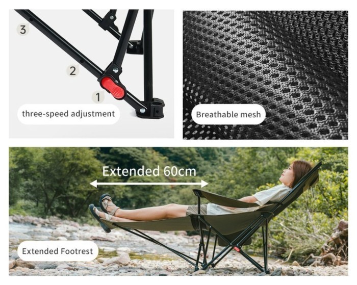 Кресло-шезлонг складной Naturehike CNK2550JJ023 Nightfall T05, сталь, хаки