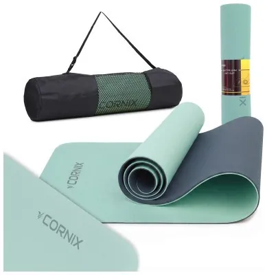 Килимок спортивний Cornix TPE 183 x 61 x 0.6 см для йоги та фітнесу XR-0492 Mint/Navy Blue