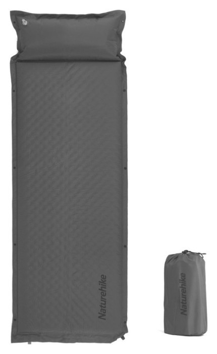 Килимок самонадувний одномісний з подушкою Naturehike CNK2300DZ014, 60мм, графіт, укр, укр