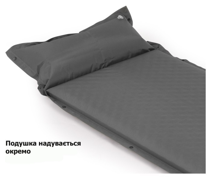 Килимок самонадувний одномісний з подушкою Naturehike CNK2300DZ014, 60мм, графіт