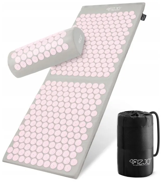 Коврик акупунктурный с валиком 4FIZJO Classic Mat XL Аппликатор Кузнецова Grey/Pink (P-5907739313294)