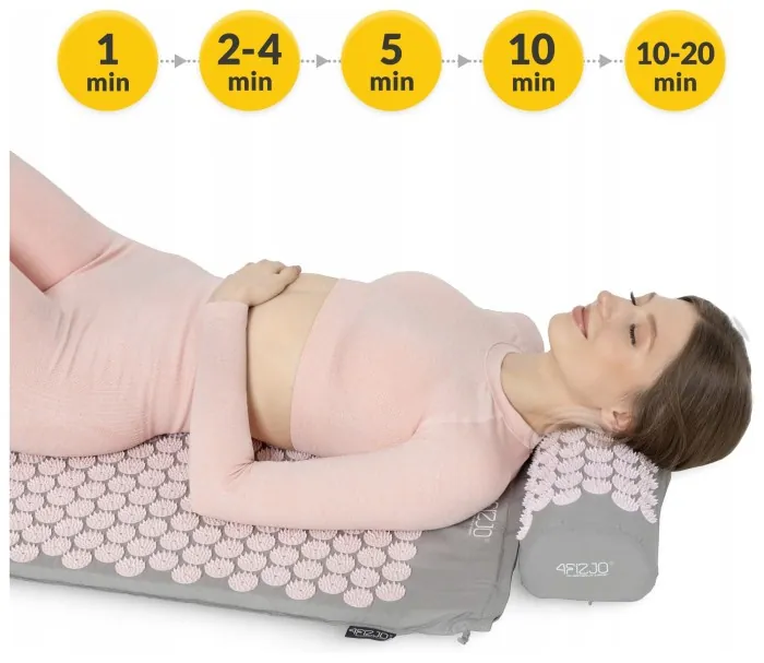 Коврик акупунктурный с валиком 4FIZJO Classic Mat XL Аппликатор Кузнецова Grey/Pink (P-5907739313294)