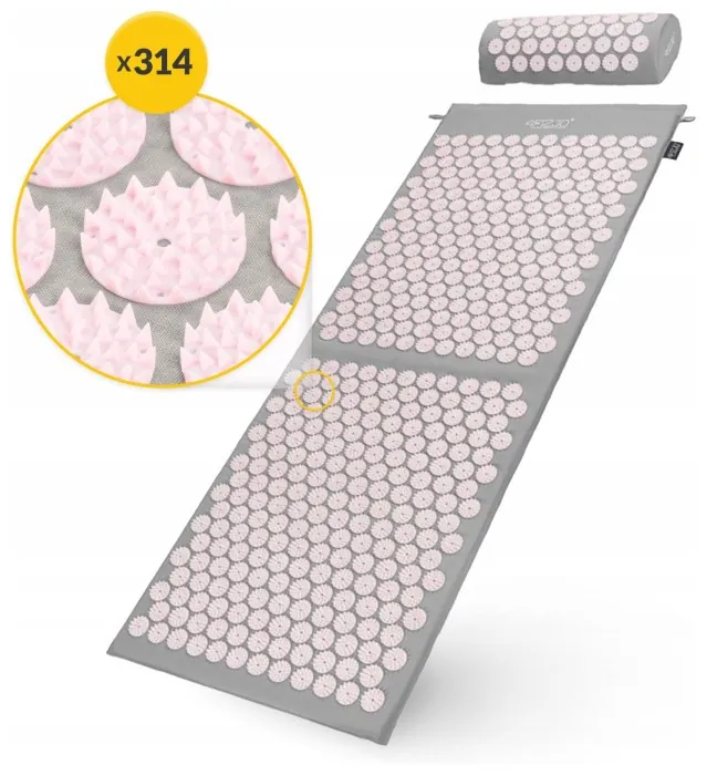 Коврик акупунктурный с валиком 4FIZJO Classic Mat XL Аппликатор Кузнецова Grey/Pink (P-5907739313294)