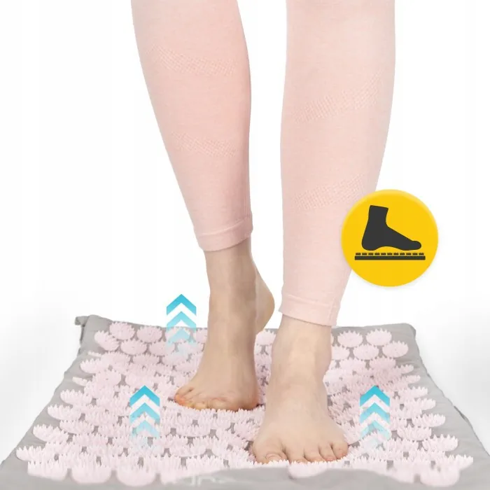 Коврик акупунктурный с валиком 4FIZJO Classic Mat XL Аппликатор Кузнецова Grey/Pink (P-5907739313294)