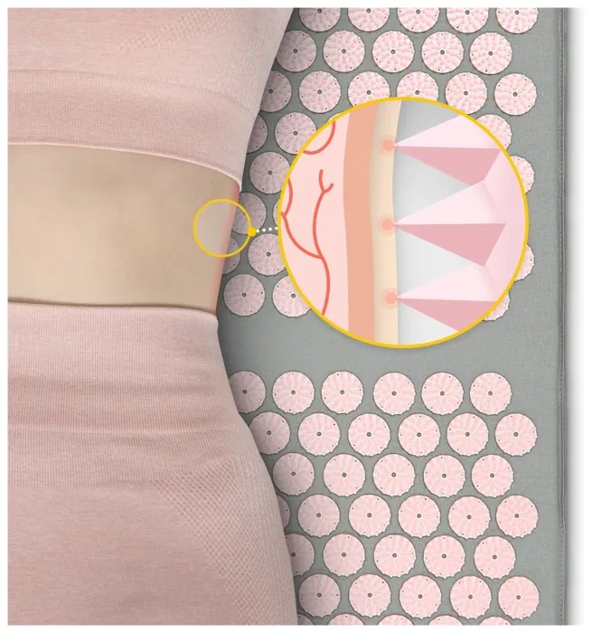 Коврик акупунктурный с валиком 4FIZJO Classic Mat XL Аппликатор Кузнецова Grey/Pink (P-5907739313294)