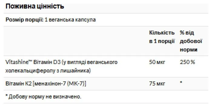 Vitamins D3 & K2 2000 Iu & 75mcg - 60 vcaps