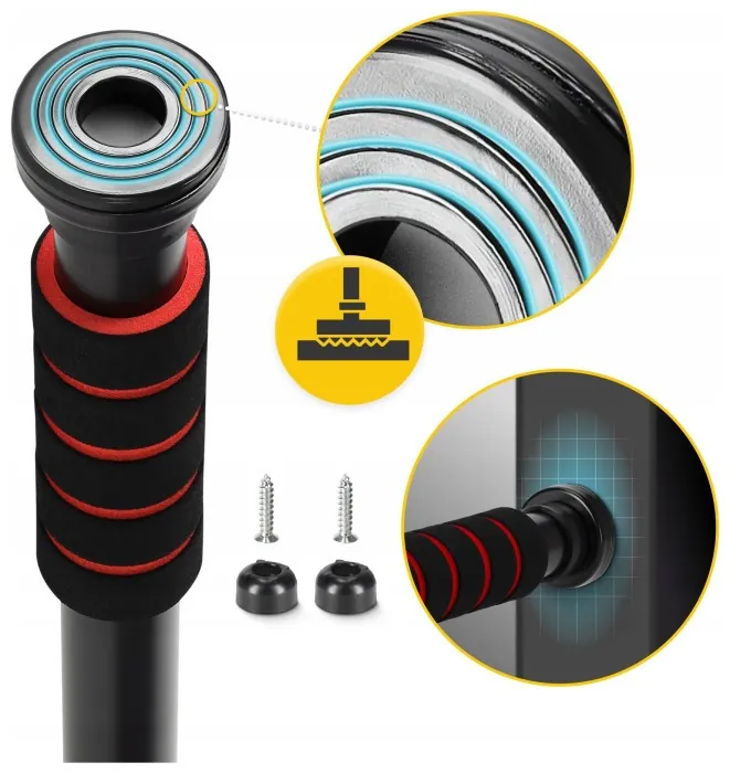 Турник раздвижной 4FIZJO Basic 61.5-100 см Black/Red (P-5905973402712)