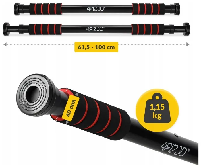 Турник раздвижной 4FIZJO Basic 61.5-100 см Black/Red (P-5905973402712)