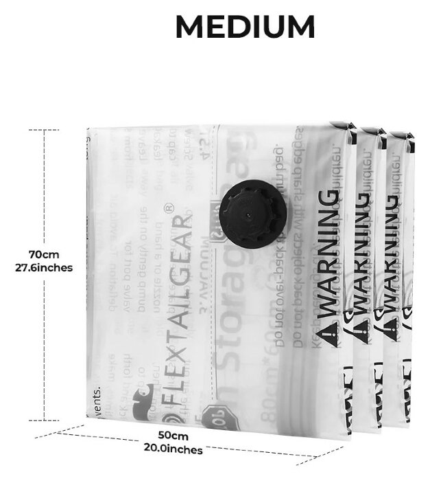 Вакуумные пакеты Flextail, размер M (50х70 см), 4 шт.