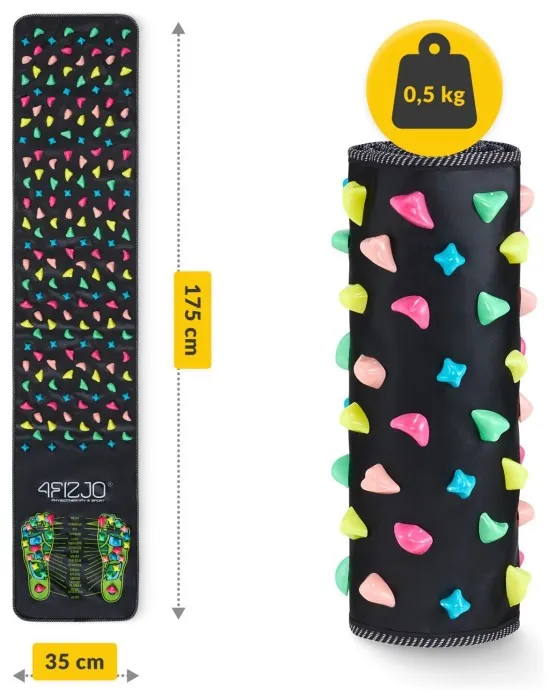 Килимок ортопедичний 4FIZJO 170 x 35 см з каменями для масажу ніг Black (P-5905973403184)