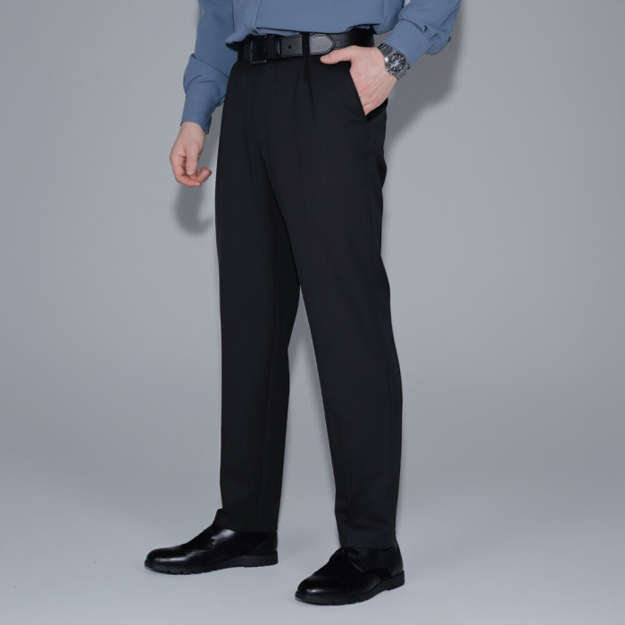 Стильные мужские брюки Slavni черные, Брюки прямого кроя Slavni Dart черные