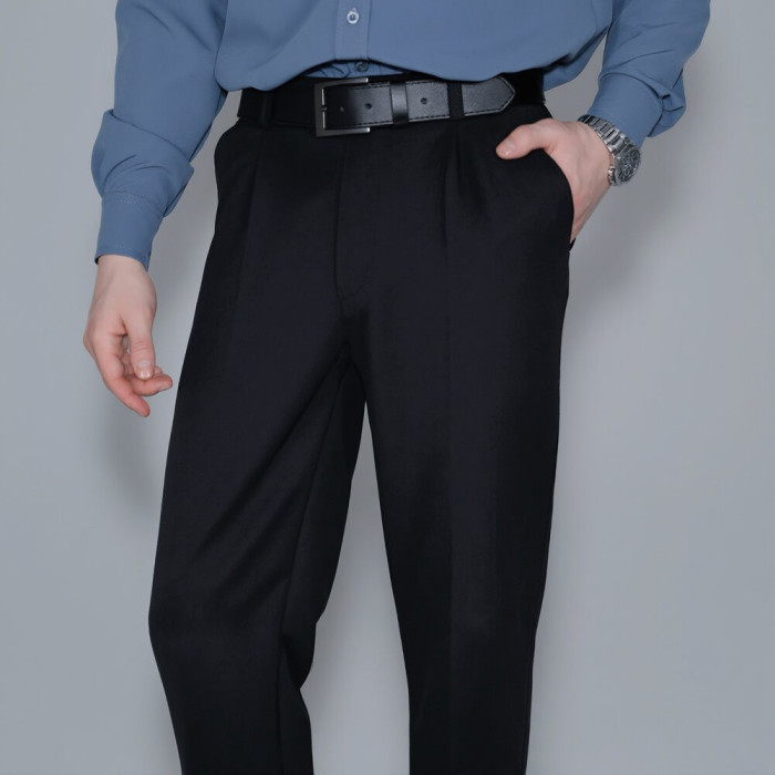 Стильные мужские брюки Slavni черные, Брюки прямого кроя Slavni Dart черные