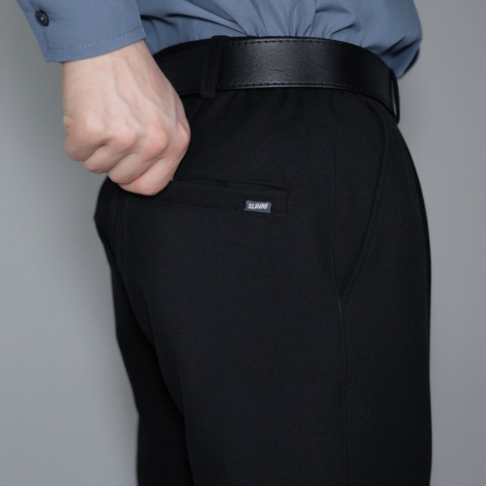 Стильные мужские брюки Slavni черные, Брюки прямого кроя Slavni Dart черные