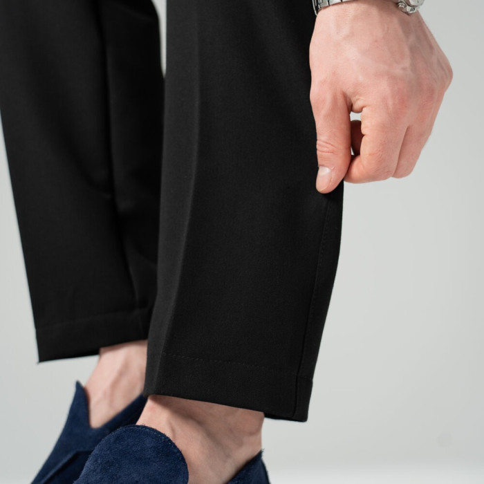 Стильные мужские брюки Slavni черные, Брюки прямого кроя Slavni Dart черные