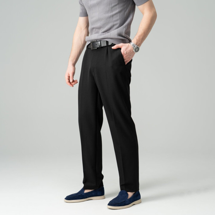 Стильные мужские брюки Slavni черные, Брюки прямого кроя Slavni Dart черные