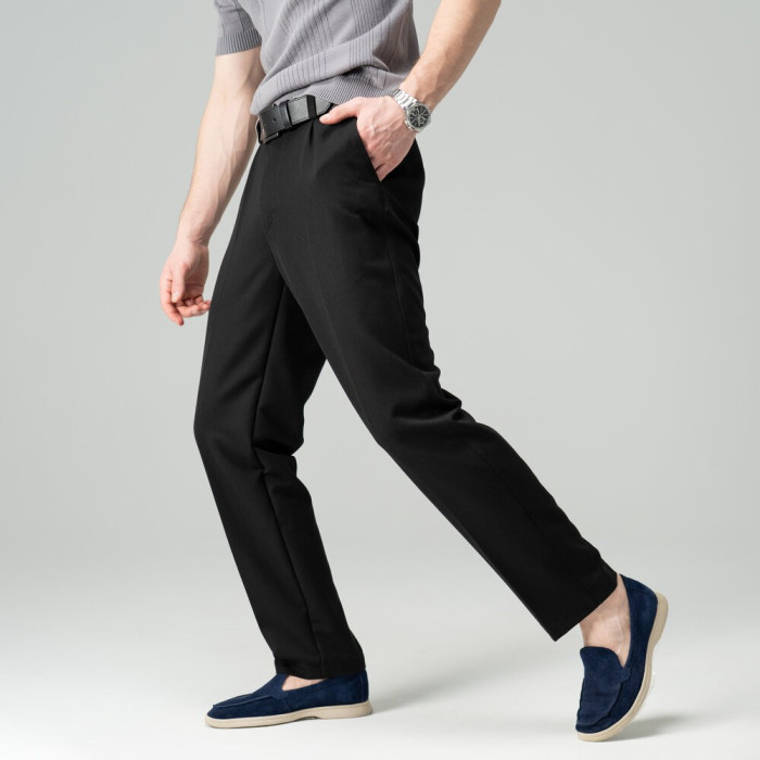 Стильные мужские брюки Slavni черные, Брюки прямого кроя Slavni Dart черные