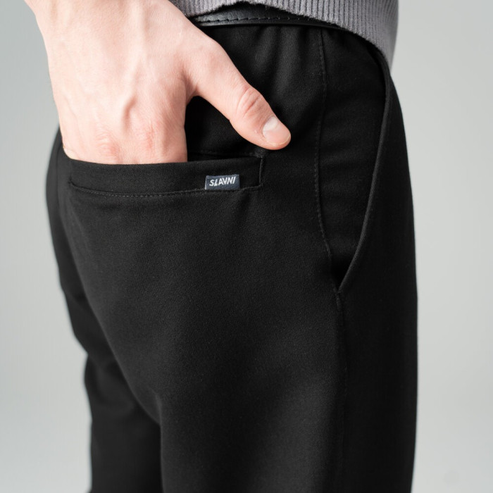 Стильные мужские брюки Slavni черные, Брюки прямого кроя Slavni Dart черные